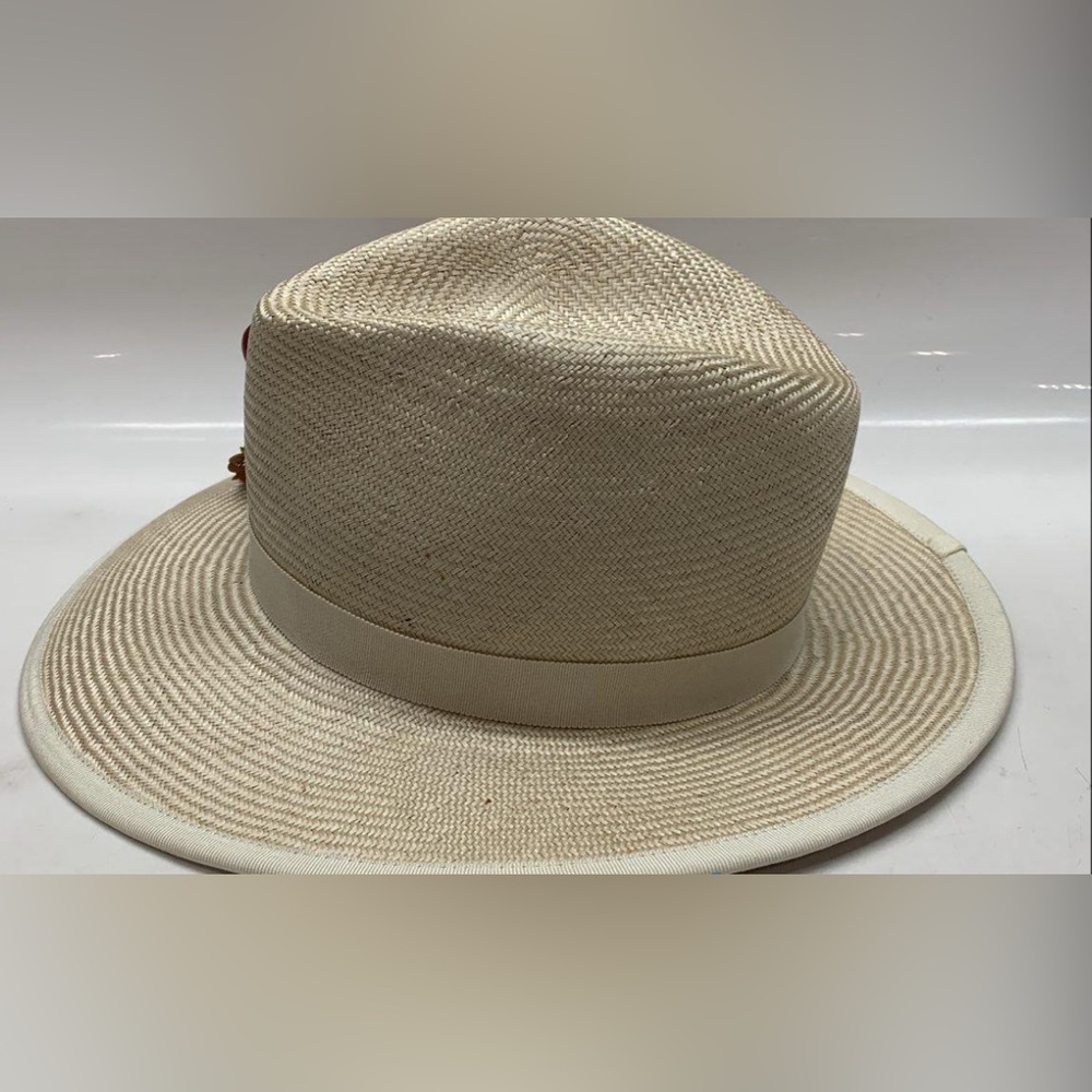 EUC Louise Green cream fedora cherry straw hat - Picture 12 of 16